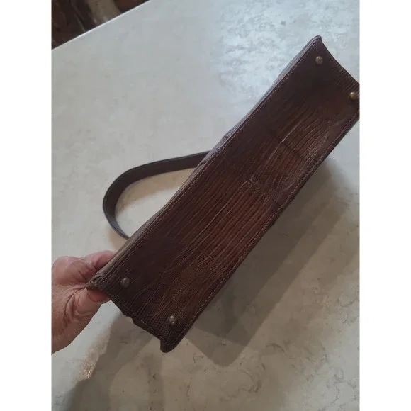 VTG. 50's Escort Genuine Reptile rectangular frame bag single handle snap close - Picture 6 of 12
